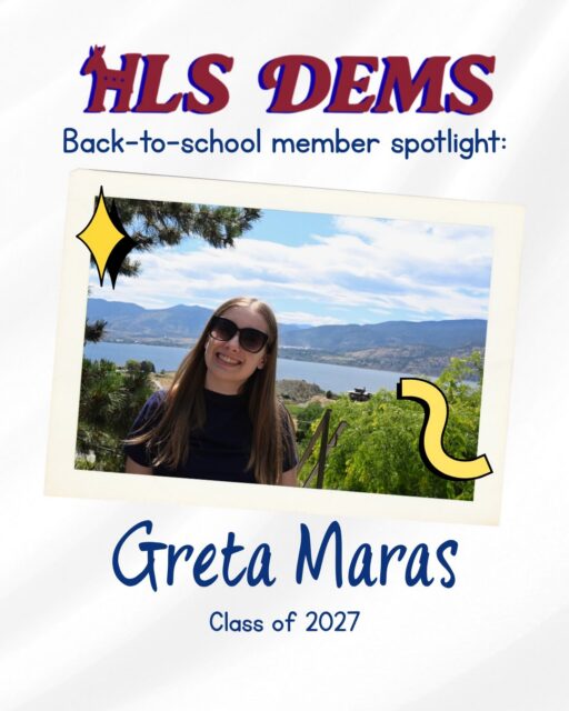 Hi there, Dems!! We’re counting down the days until school is back in session. Cambridge is waiting and our members are so excited to meet the incoming Class of 2029. We’ll be introducing a Dems member every few days until school so you can learn more about your classmates before you see their friendly faces in person.
To start us off, meet Greta!